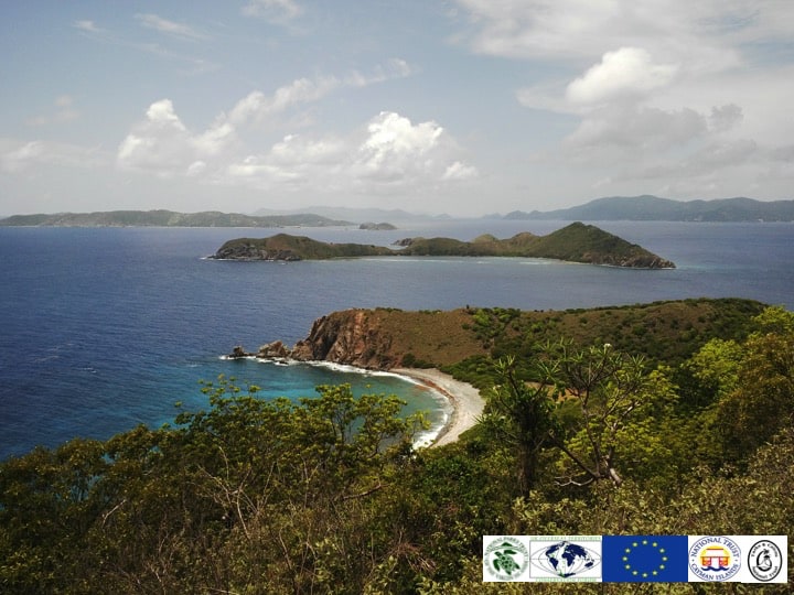 Stunning views over the British Virgin Islands (inset) Project partners; Copyright: NPTVI