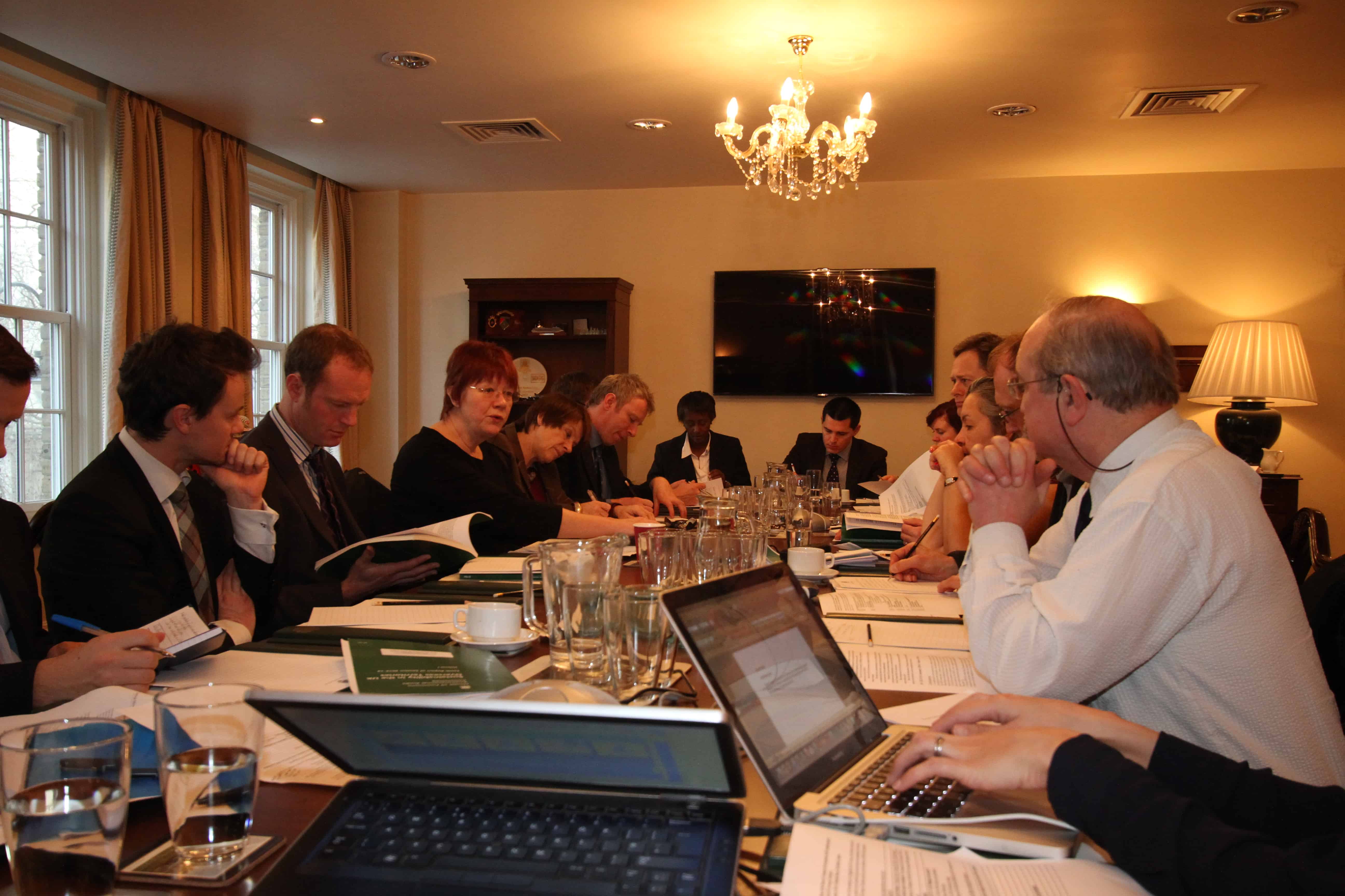 EAC Chair (Mrs Joan Walley MP) addresses the workshop, flanked by (on her left) Rt Hon Mrs Caroline Spelman MP and (on her right) Second Clerk (Mr Nick Beech). Across the table from her is Dr Matthew Offord MP. Copyright: Dr Mike Pienkowski