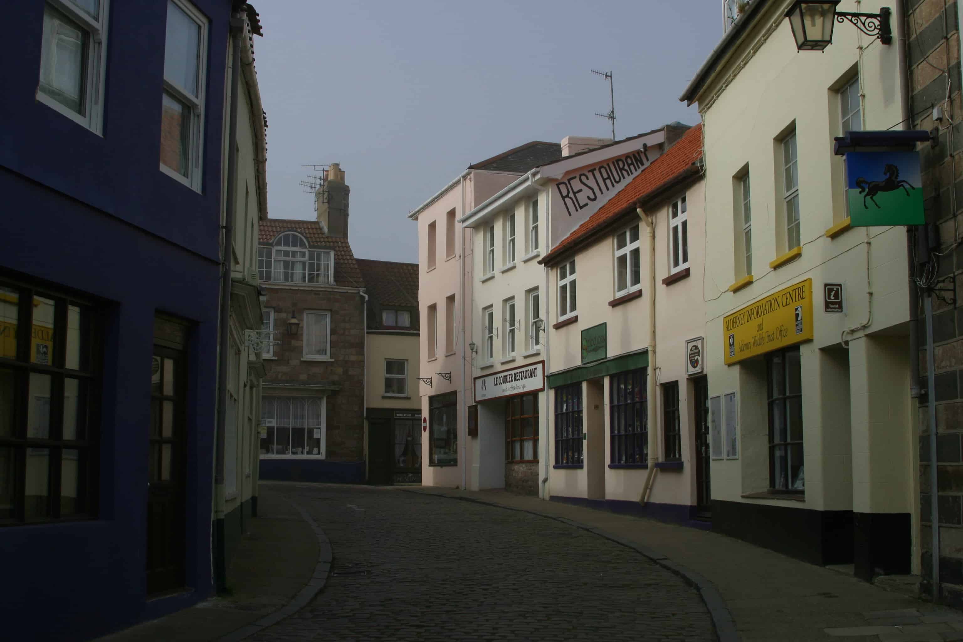 One of the main streets in St Anne, Alderney's town. Copyright: Dr Mike Pienkowski