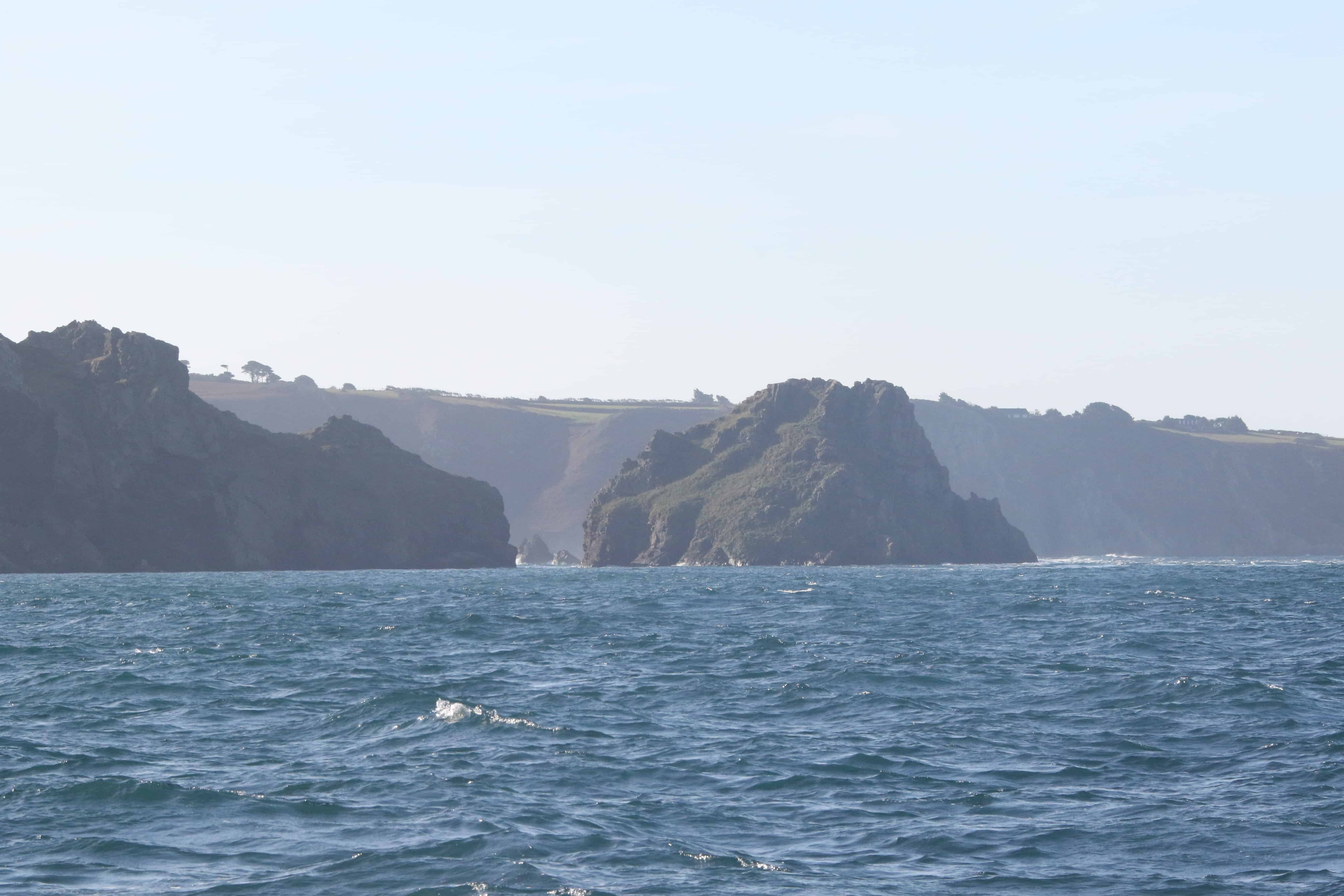 Gouliot Headland, holding the cave, on the left of the picture; Copyright: Dr Mike Pienkowski