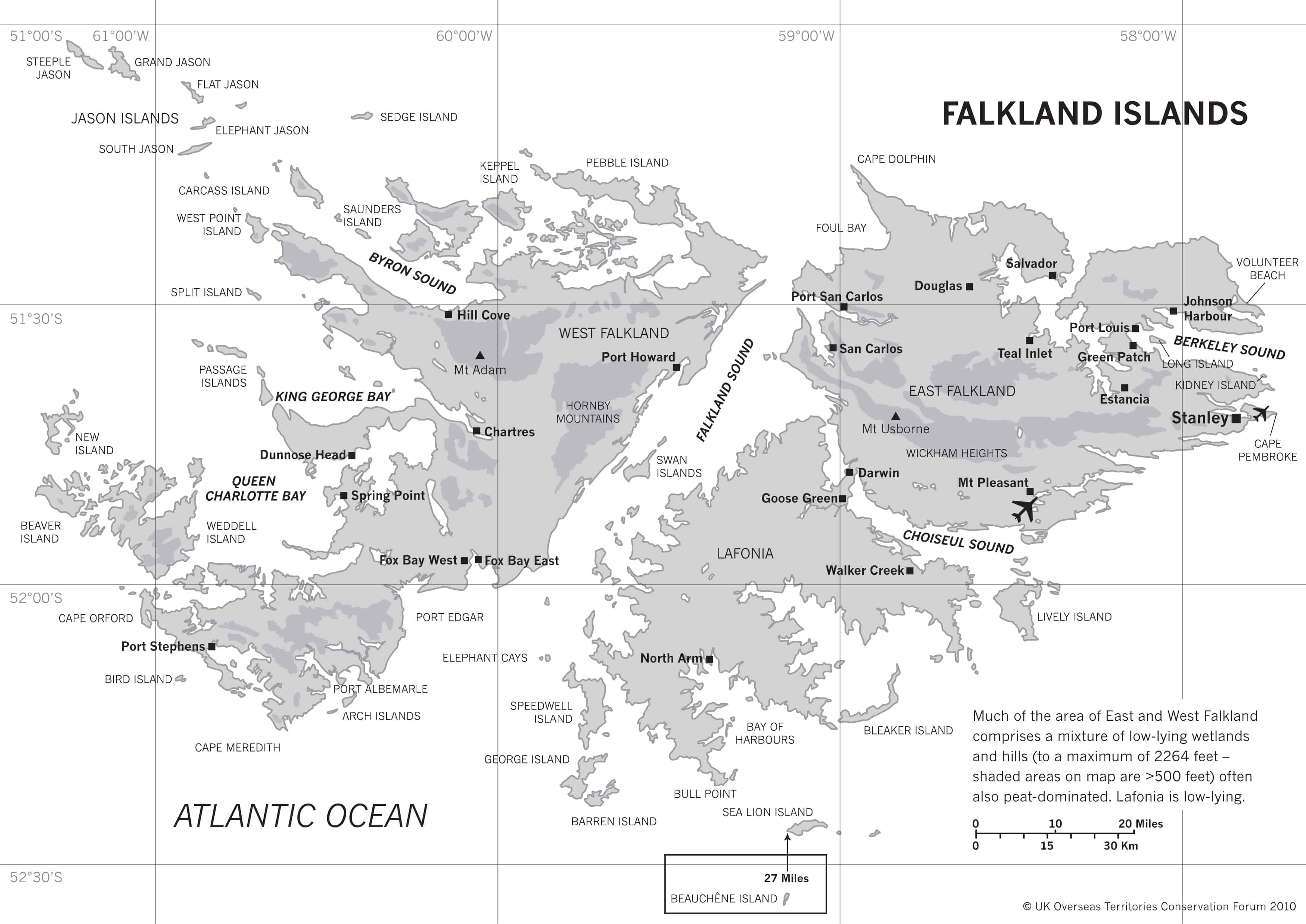 Map of the Falkland Islands