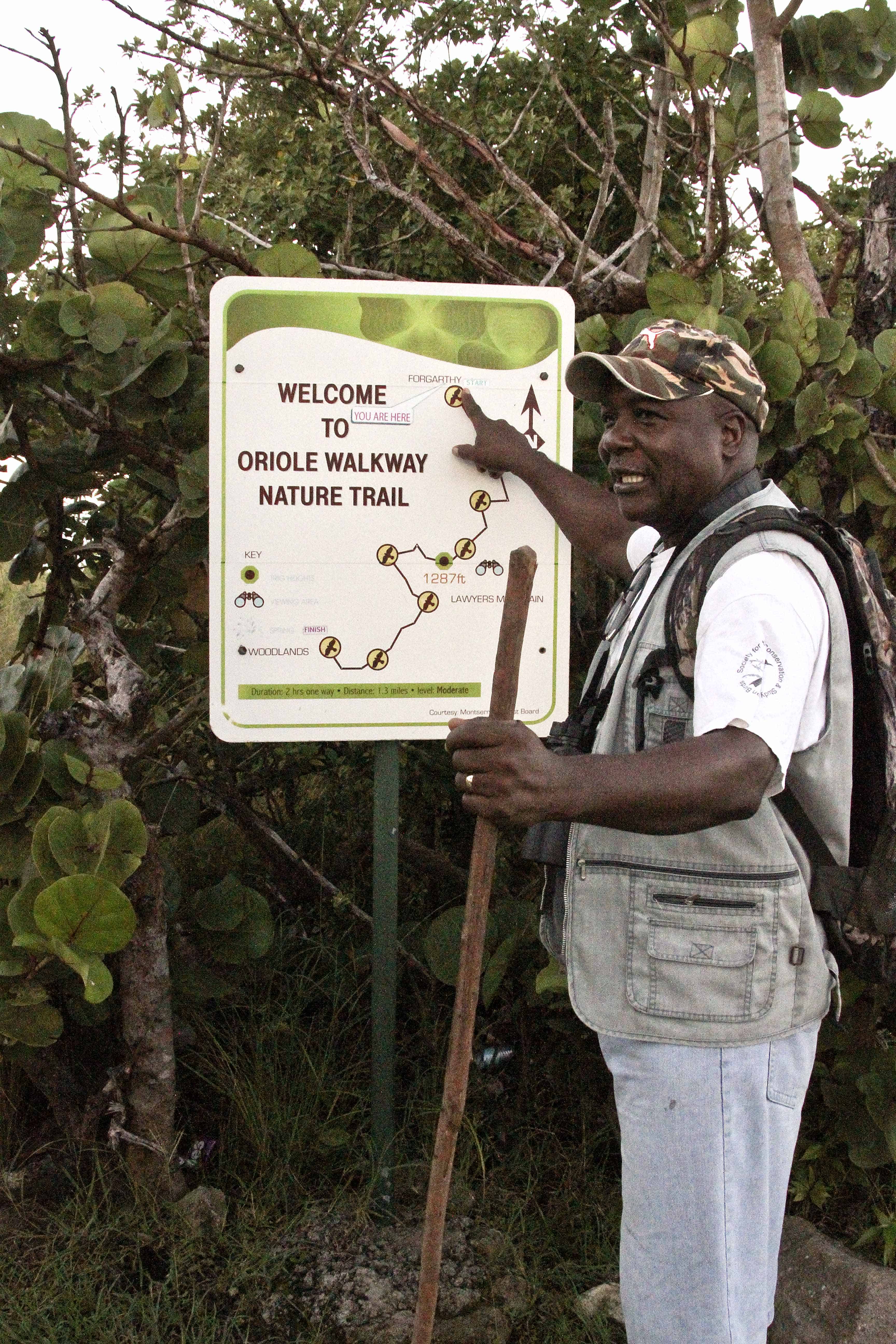 Local wildlife expert and guide, James 'Scriber' Daley at the start of one of the forest trails, for which he also supervises maintenance. Copyright: Dr Mike Pienkowski