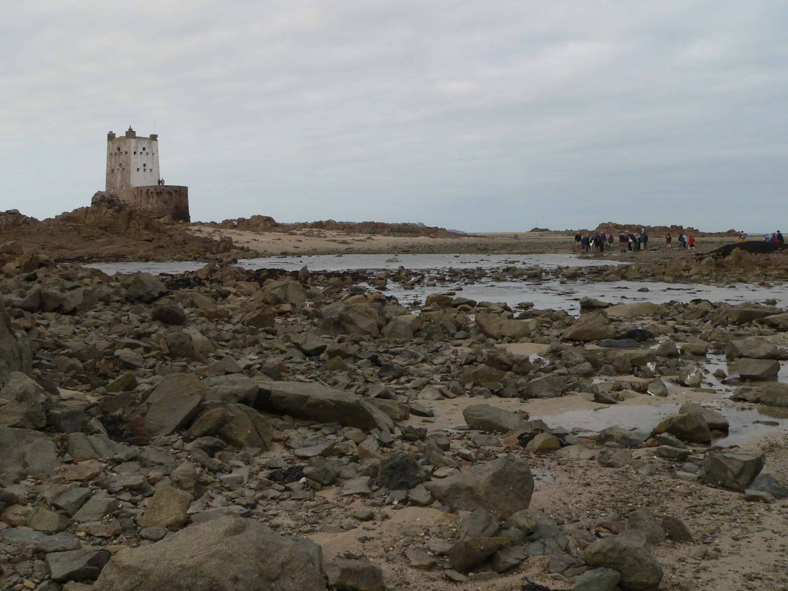 Within the South-east Coast of Jersey Wetland of International Importance: after a long walk at low-water, visitors reach one of the tiny islets which hold a small fort from the time of the Napoleonic Wars; Copyright: Dr Mike Pienkowski