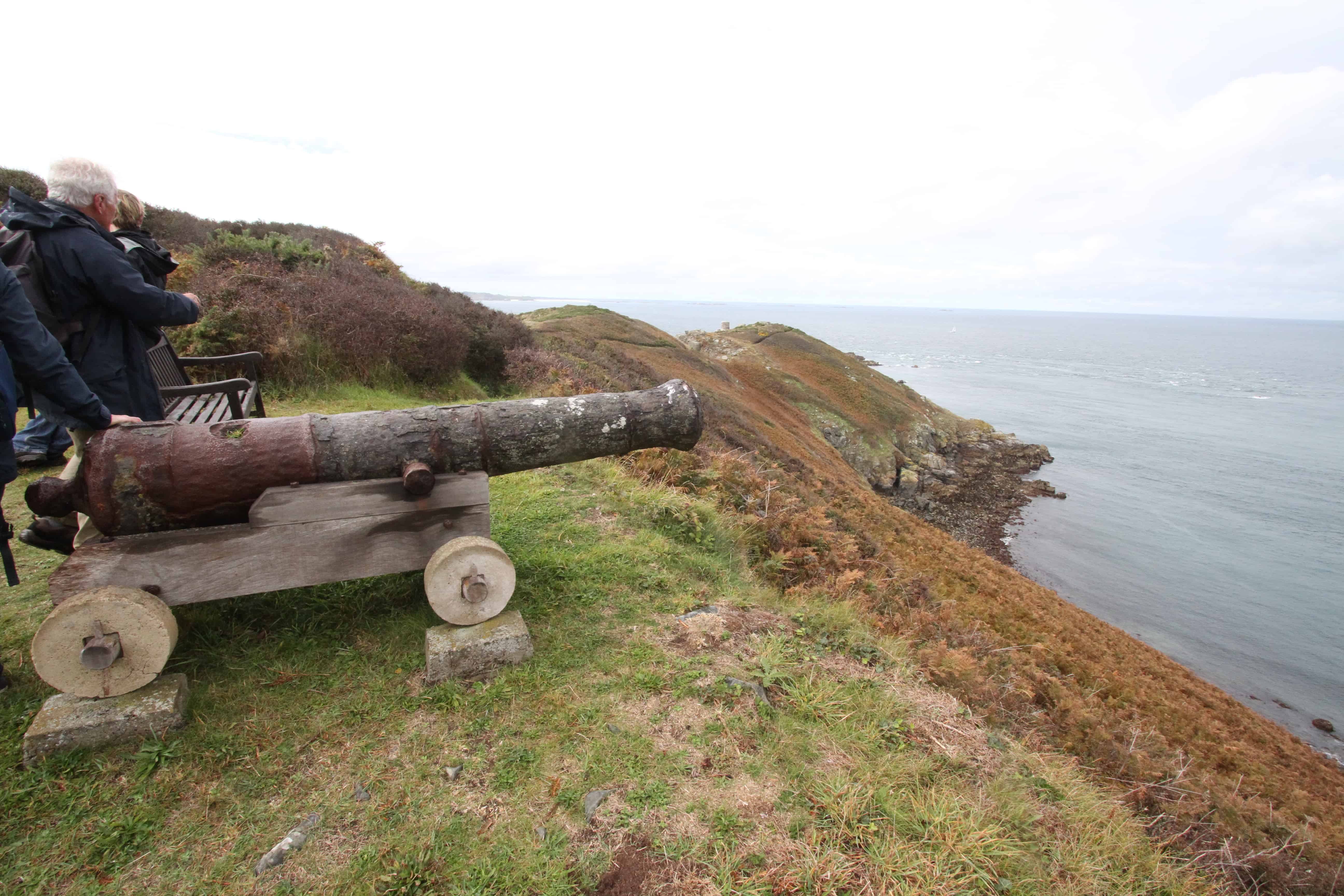 Historic defensive gun along one of the walking trails around the Island supported by La Société. Copyright: Dr Mike Pienkowski